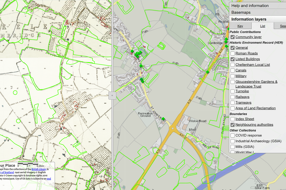 Comparison of 2019 OS Map with 1844 - 1888 Map