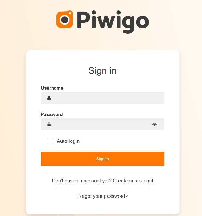 The sign in page